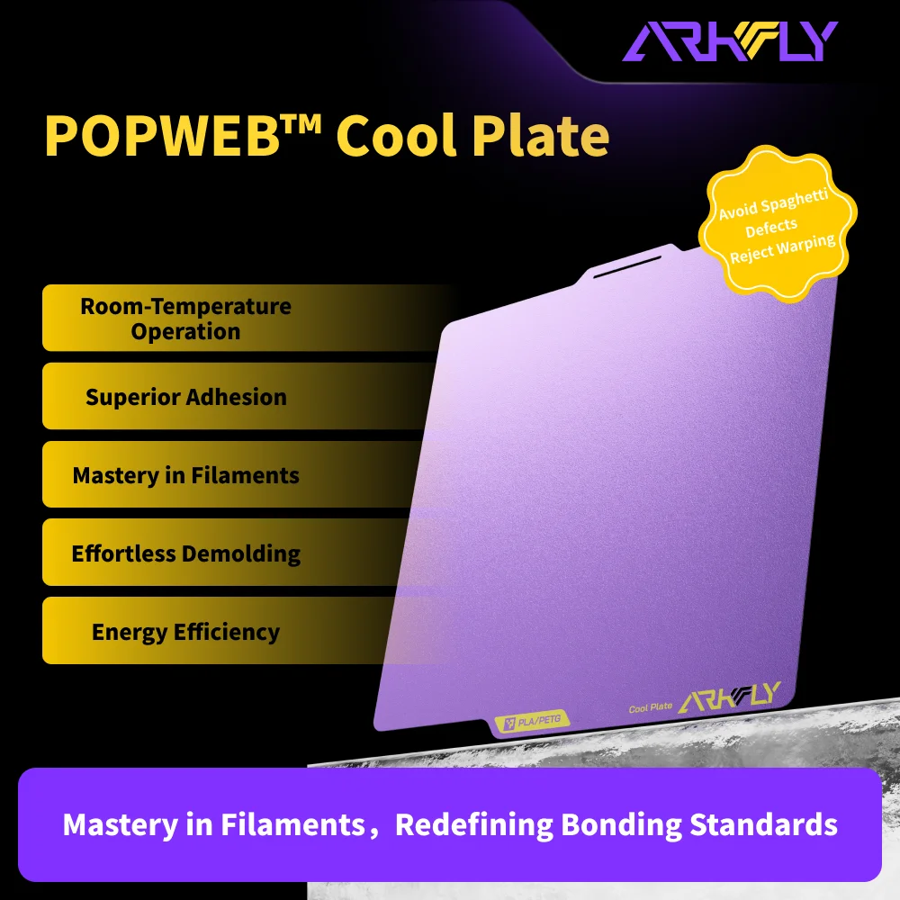 Arkfly Cobweb Cool Bulid Plated Bambulab P2S X2D H2D H2C A1 X1 P1 A2L A1 Mini Flashforge AD5X Voron 300/350 K1 K2 U1 QIDI Plus