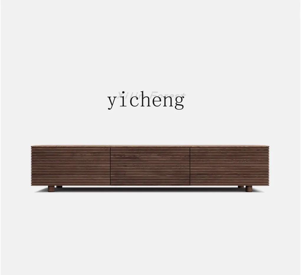 

YXY TV Cabinet Black Walnut Storage Cabinet Living Room All Solid Wood Oak Floor Cabinet