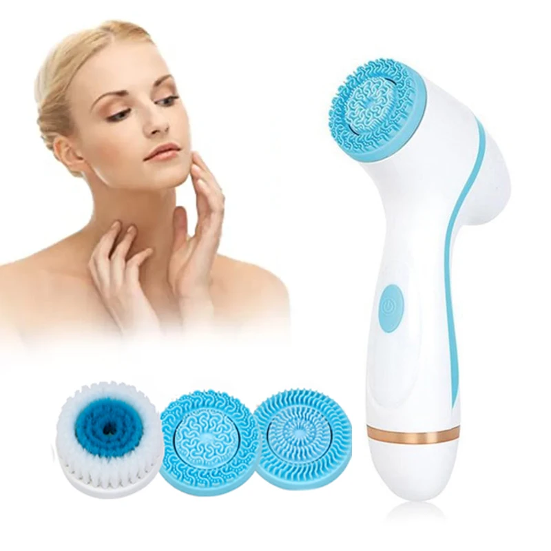 Massageador Facial Elétrico para Cuidados com a Pele, Escova de Limpeza Facial Profunda em Silicone, Escova Facial à Prova d'Água, Limpador de Poros