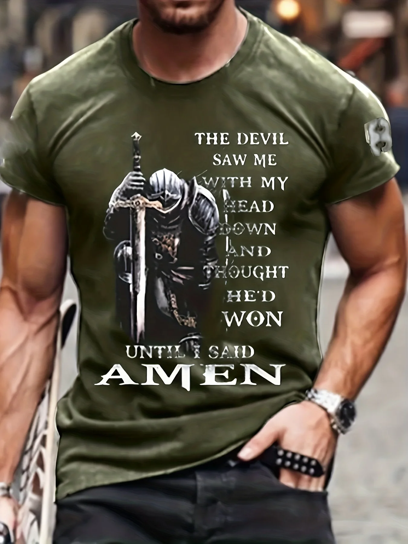 New Summer Men Vintage T-Shirt I SAID AMEN Printing Clothing Male Casual Short Sleeve Tops Tees Fashion Streetwear Camiseta