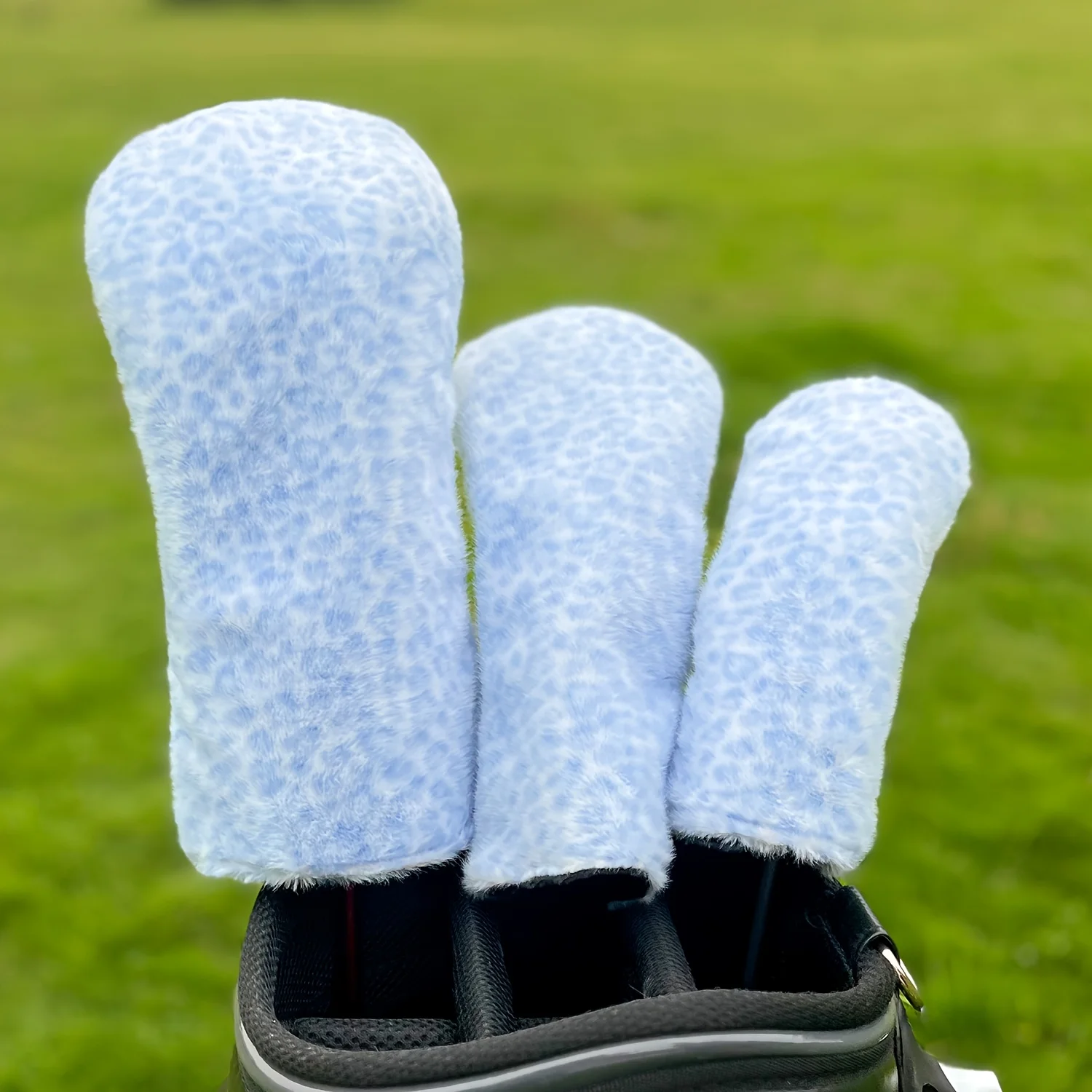 

1pc/3pcs Blue Plush Leopard Print Golf Head Covers, Fits Driver,Fairway Wood And Hybrid Clubs,Universal Design for Men And Women