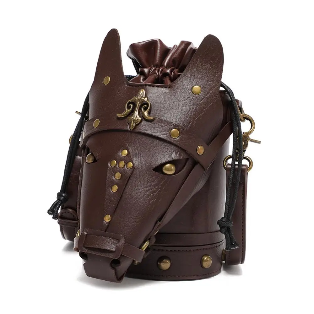 Unisex Medieval Retro Style Horsehead One Shoulder Crossbody Bag Viking Animal Horse Shaped Backpack Phone Bag Coin Wallet