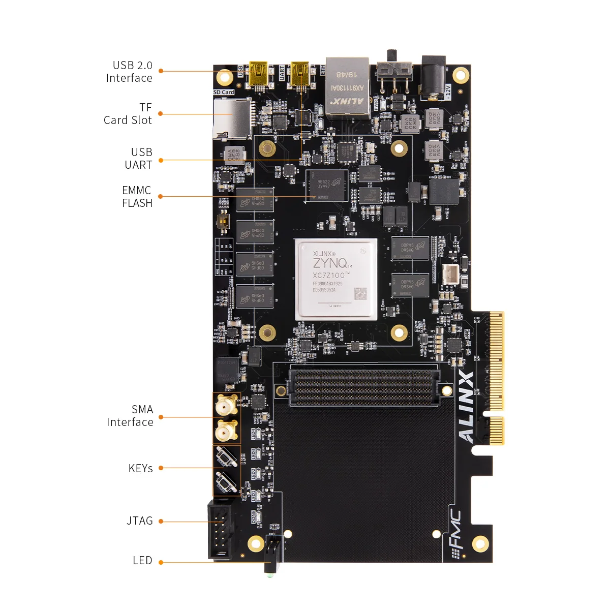 Placa de desenvolvimento, alinx e ax7450, placa de desenvolvimento, oz, xc7z100, pcie, zynq, fpga, braço zynq 7100, fmc, hpc