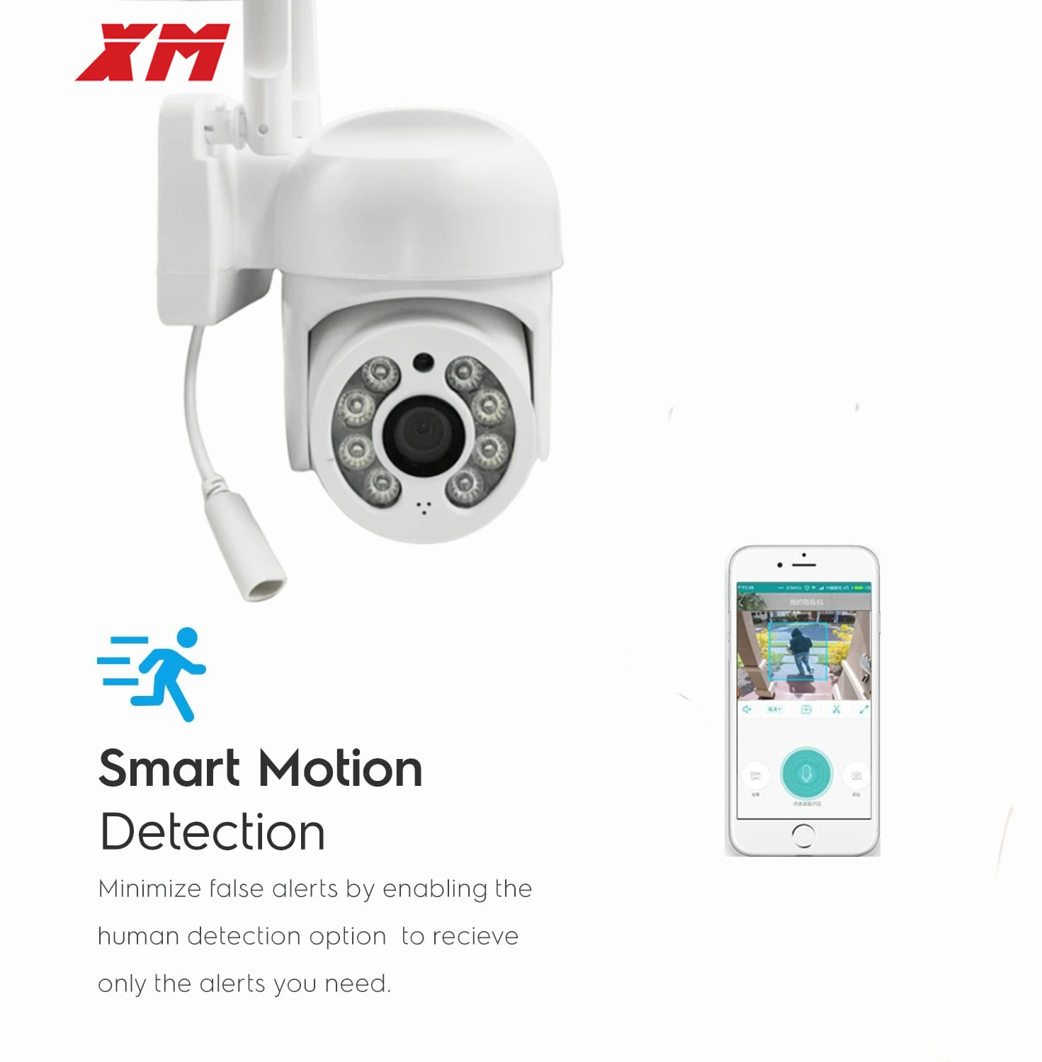 XM 2.0MP Wireless PTZ IP Camera Outdoor Wifi CMOS Night Vision H265 PTZ IR Security Camera Human Motion Detection Home Security