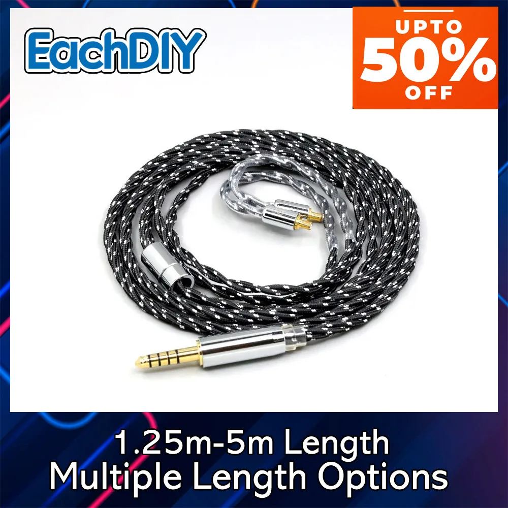 오디오 테크니카 ATH-CKR100 CKR90 CKS1100 CKR100IS CKS1100IS LN008751 용 OCC 혼합 OFC 트위스트 나일론 이어폰 케이블