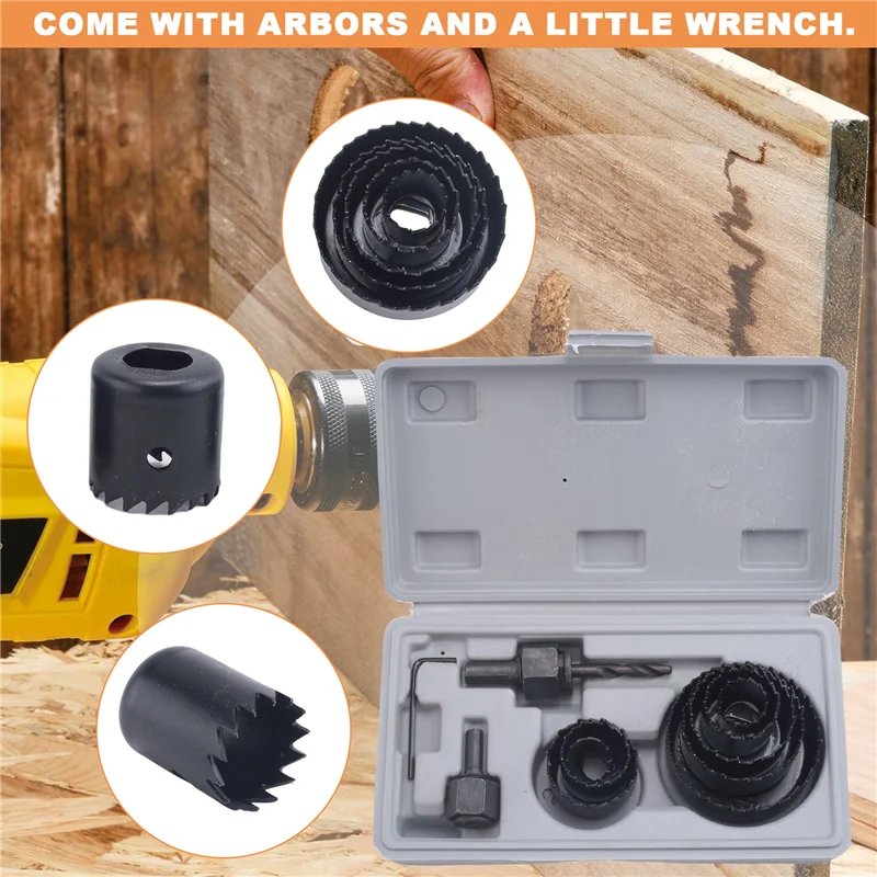 GOOD-11Pcs Hole Saw Cutting Set Kit Drilling Tool Wood Metal Cutter 19-64Mm High Quality Mandrels Saws Core Drill Bits Woodworki