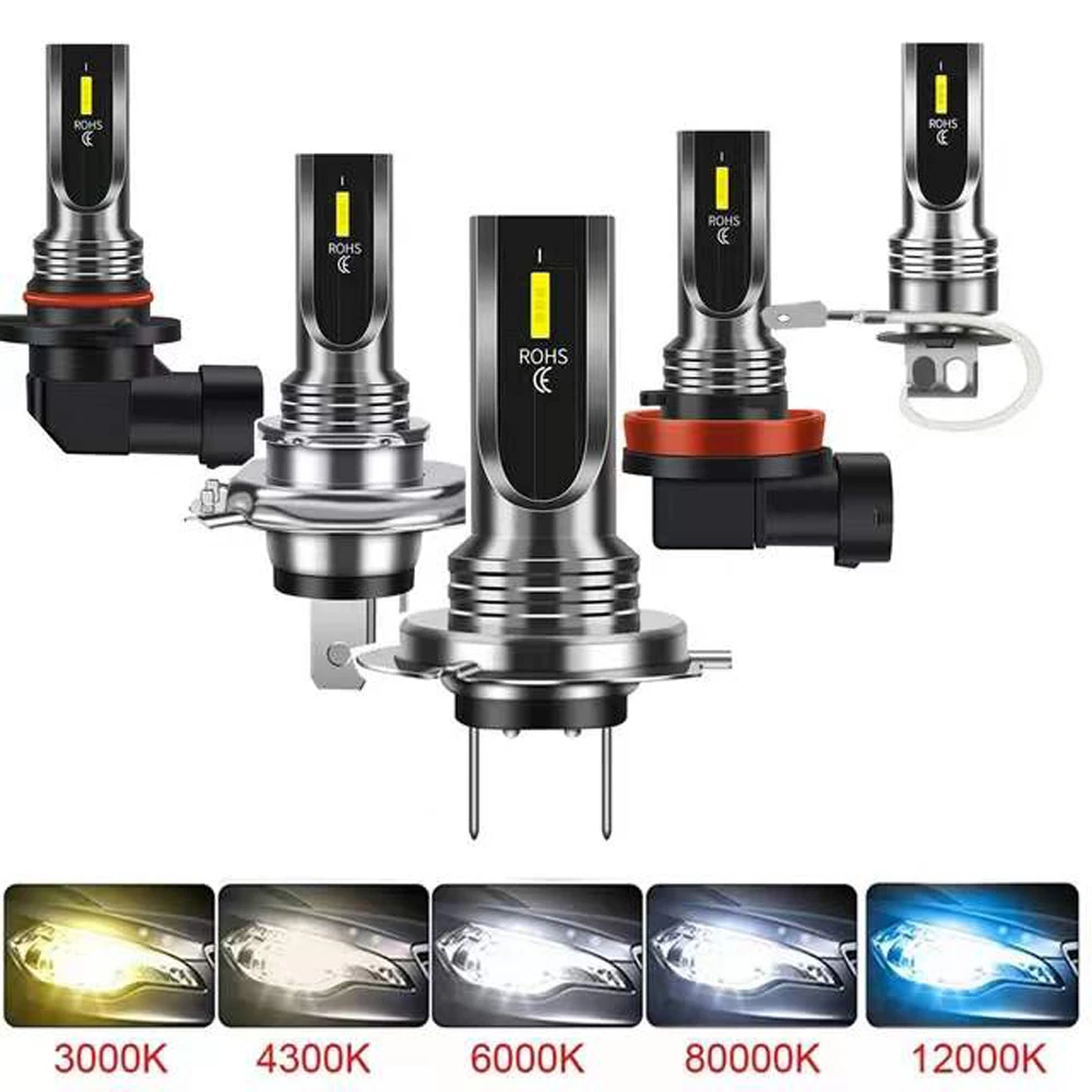 2Pcs H7 H4 LED Car Headlight Motorcycle Fog Lamps H1 H3 Auto Bulb H6 H8 H9 H11 9006 9005 HB4 Bright Light 12V Led Aileo Canbus