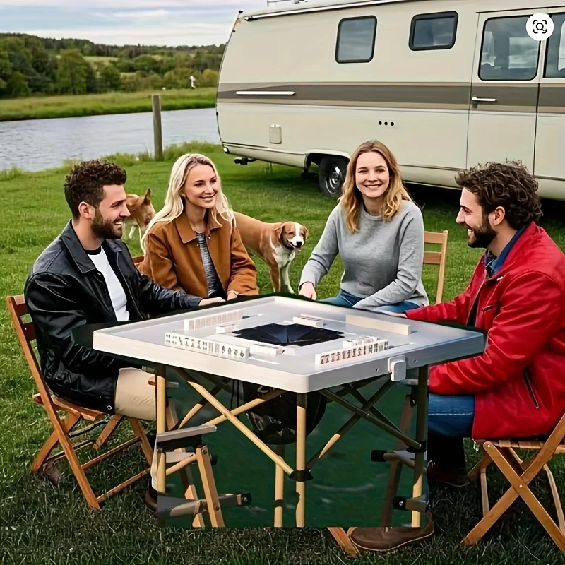 

Portable mahjong table set manual table outdoor game with 26MM144 mahjong plaque adjustable height folding table