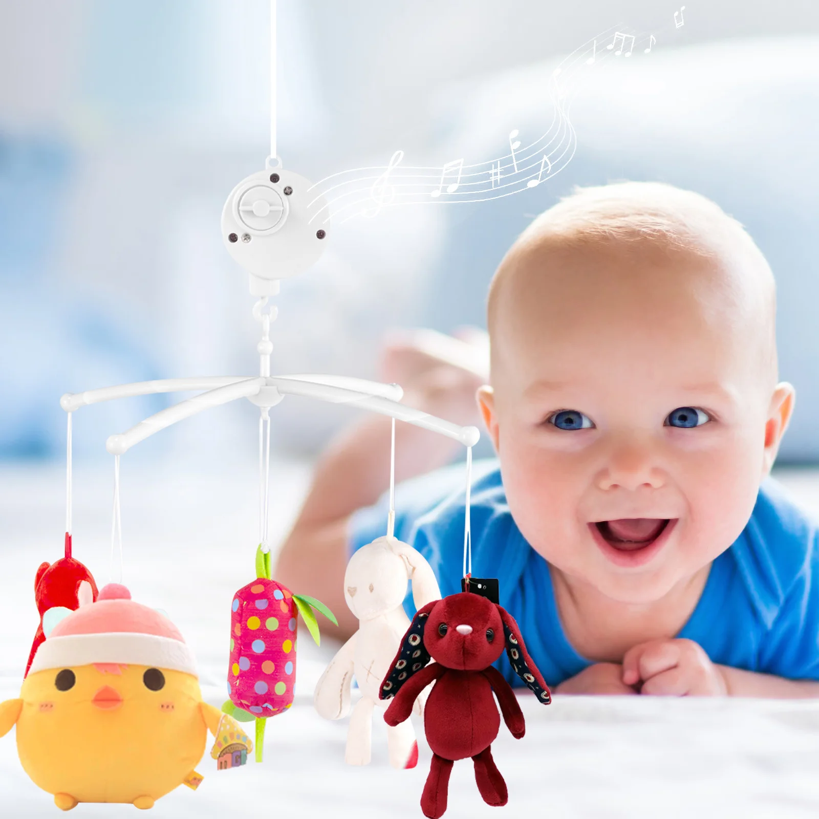 1pc caixa de música do bebê móvel berço cama êmbolo gancho enrolamento rotativo musical berçário sino movimento diy infantil visual auditivo