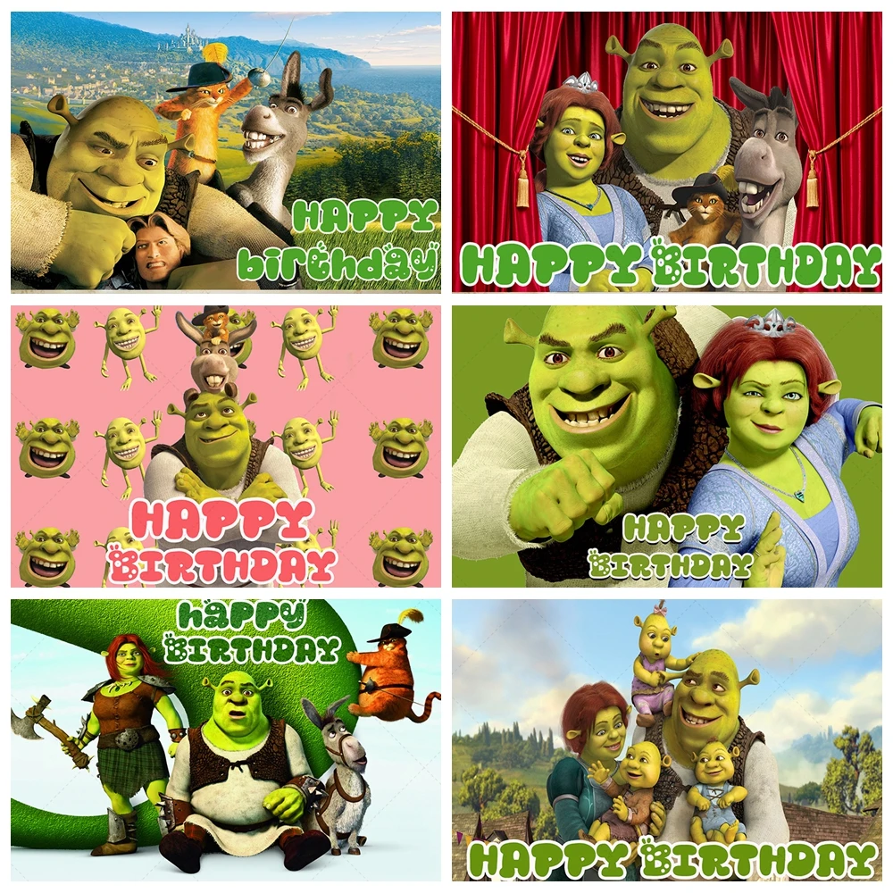 

Cartoon Shireks Party Background Decoration Banner for Baby Shower Kids Birthday Party Decoration Custom Backdrop Venue Supplies