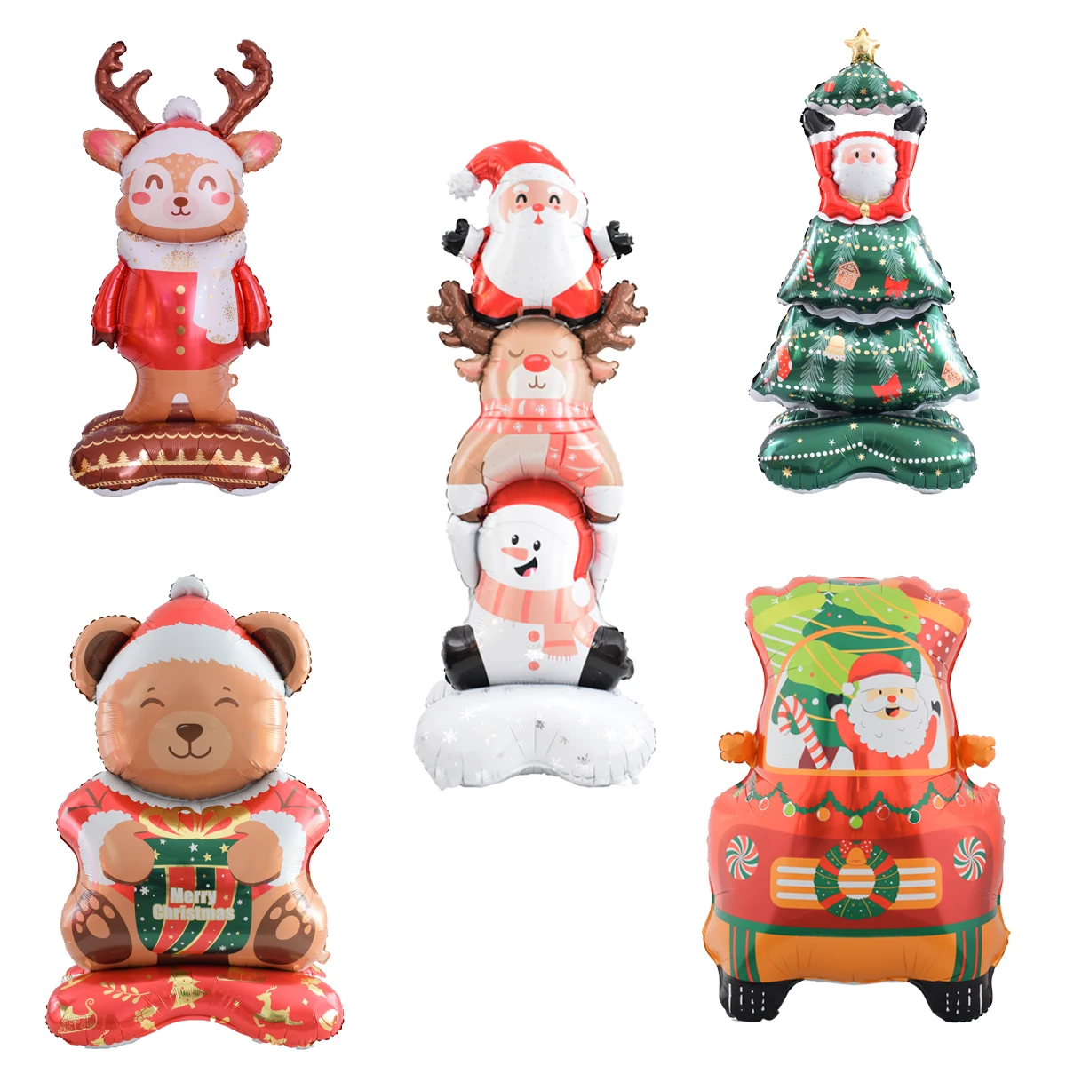 1 stück 58 zoll Ständer Sockel Weihnachten Thema Elch Bär Auto Baum Form Folie Ballons Weihnachten Dekorationen Navidad 2026 decor