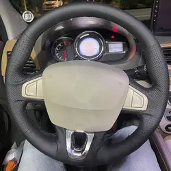 For Renault Megane 3 2008-2016 Scenic 3 Kangoo 2 Fluence (ZE) Samsung SM3 Nissan NV250 Black Car Steering Wheel Leather Cover