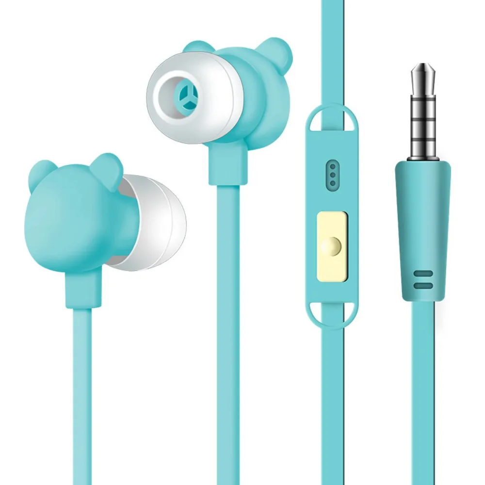 Candy Color Bear Earphones 3.5mm Stereo Headset Bass Earphone Earplugs with Mic for Samsung Xiaomi IPhone Kid Girls Gifts