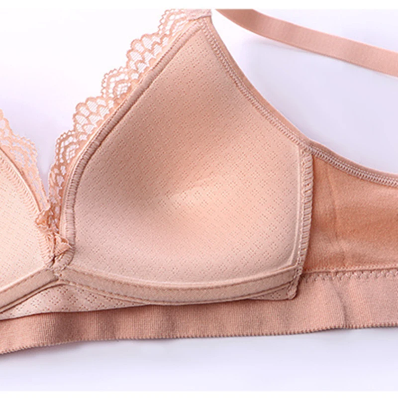 One Piece Sexy Bras Women Bralette Thin Wiereless Lingerie Fixed Cup Lace Trim Underwear Students Seamless Push Up Soutien Gorge