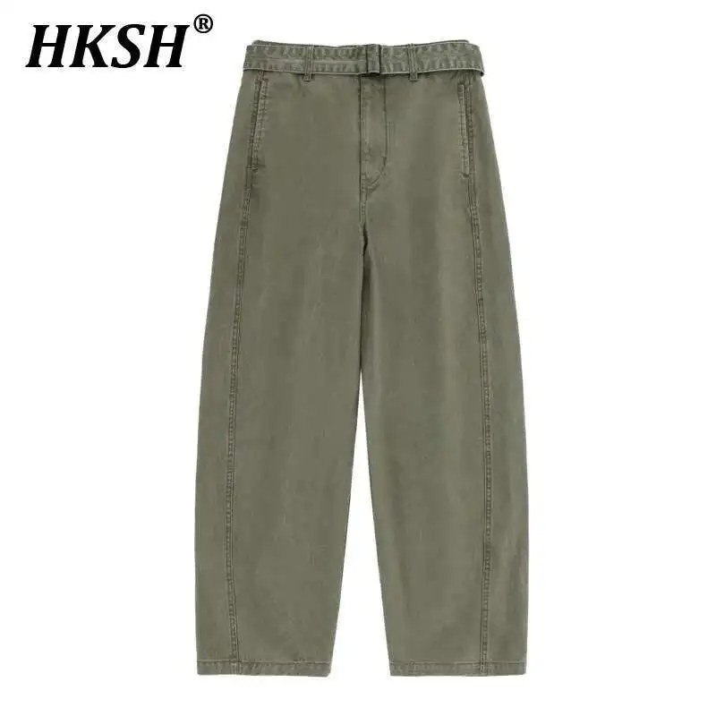 

HKSH Men's Tide Streewear 2024 Autumn Winter New Dyeing Fashion Jeans High Waist Banana Denim Pants Fashion Punk Chic Ins HK3162