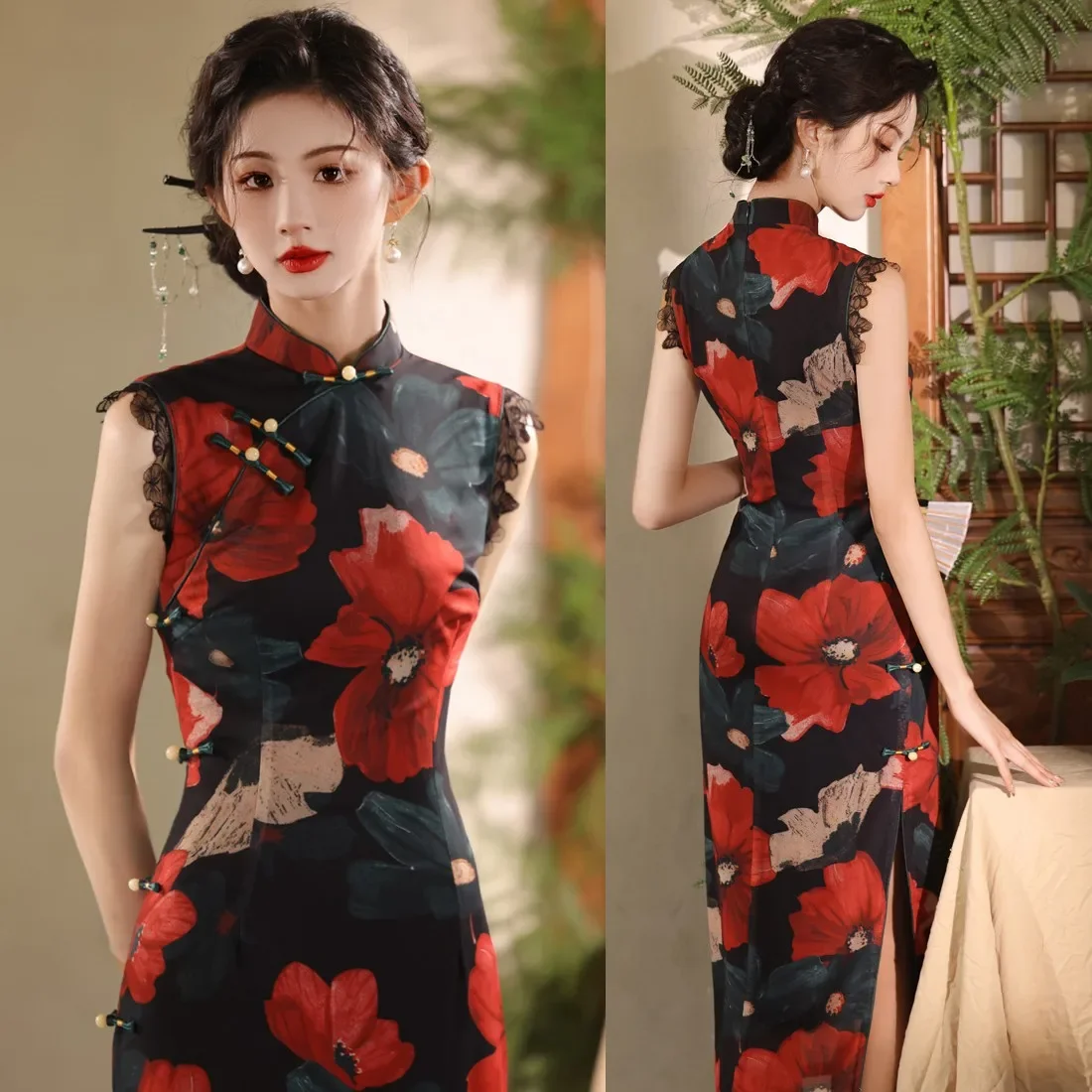 

Улучшенное женское платье Cheongsam без рукавов для молодых леди в китайском стиле ретро, старое Шанхайское платье Ципао с принтом, высококачественное темпераментное вечернее платье