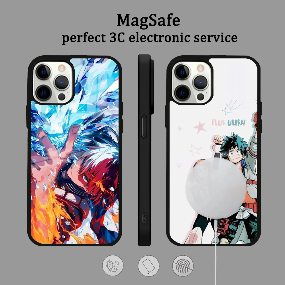 M-My H-Hero Academia Phone Case For IPhone 16 15 14 13 12 11 Pro Max Plus Mini Magsafe Mirror Wireless Magnetic Cover