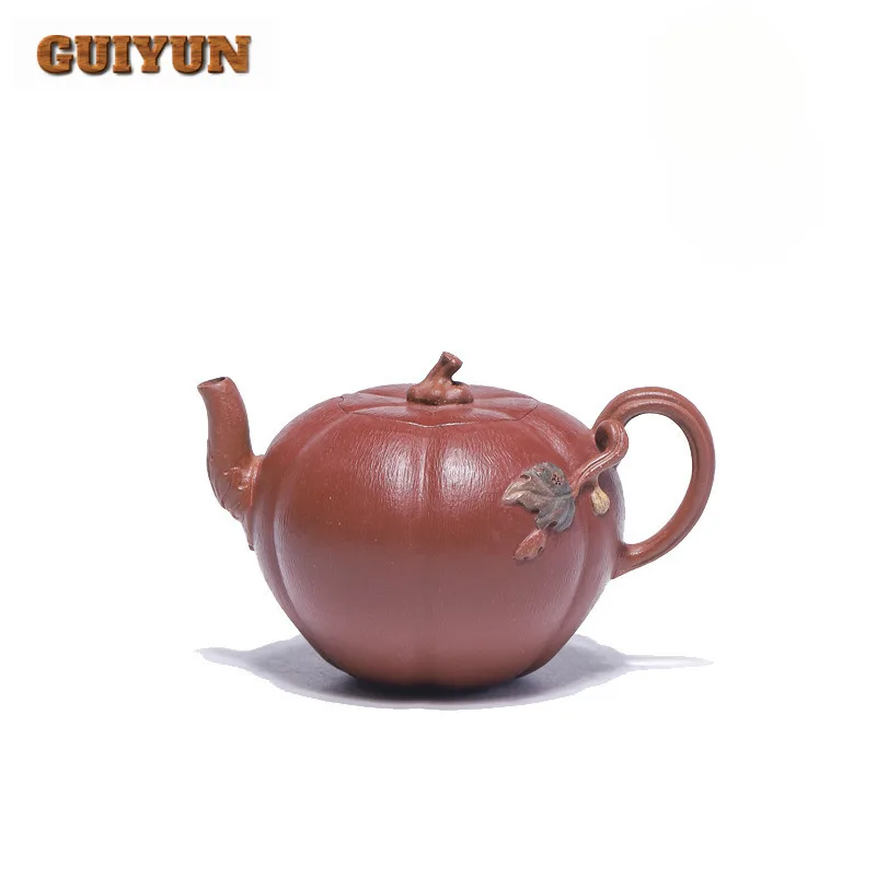 210ml High-end Yixing Purple Clay Teapots Famous Master Handmade Pumpkin Pot Raw Ore Section Mud Starch Kettle Zisha Teaset Gift