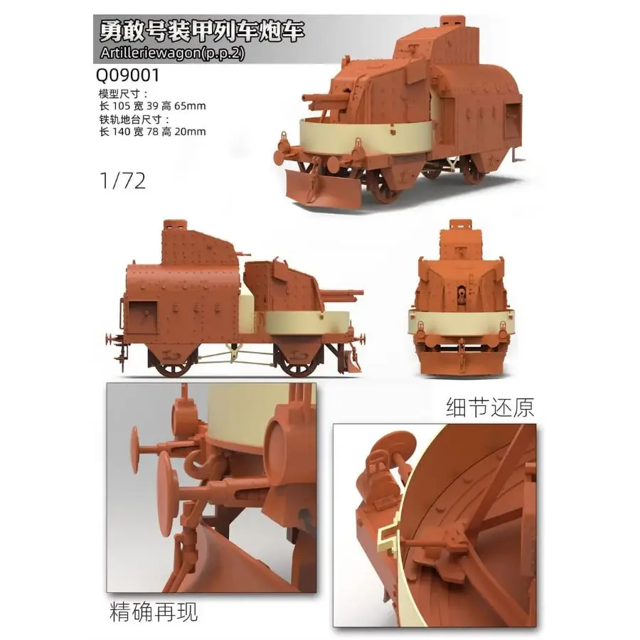 القطار المدرع البولندي P.P.2 «Smialy» Artilleriewagon أطقم منمذجة QW Q09001 1/72