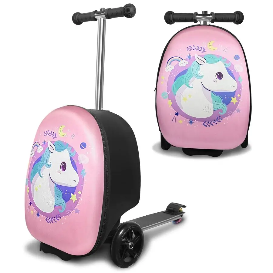 

Scooter Suitcase, Foldable amp Lightweight Scooter Luggage for Kids with LED Light Wheel