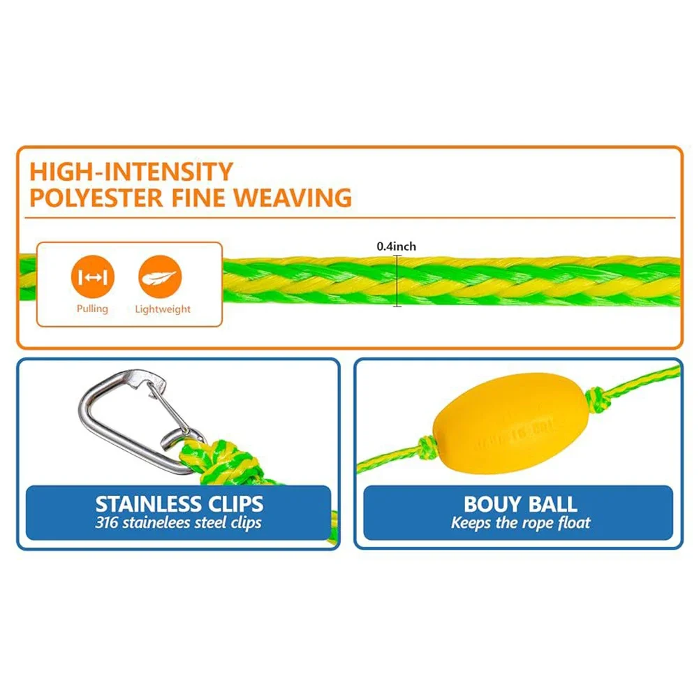 

For Kayak Tow Rope with Floating Performance Quick Connect System and 316 Stainless Steel Buckles for D Ring Use