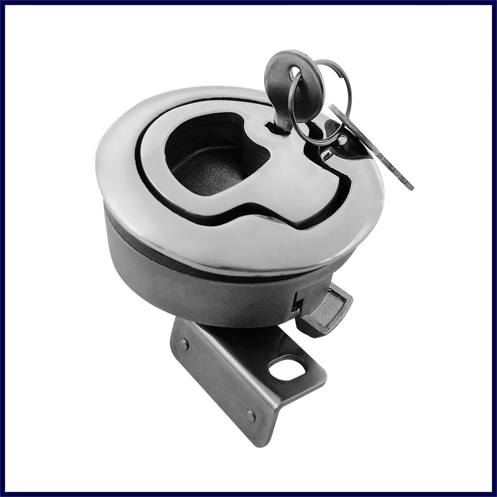 

Boat 316 Stainless Steel Turning Lock 2" Lift Handle Flush Pull Locker Hatch Latch with Key Marine Accessories
