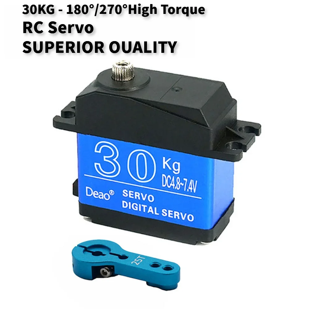 20KG 25KG 30KG 35KG 180° / 270° Large Torque Waterproof Full Metal Gear Steering Servo For RC Car Truck 25T Servo Arm image 3