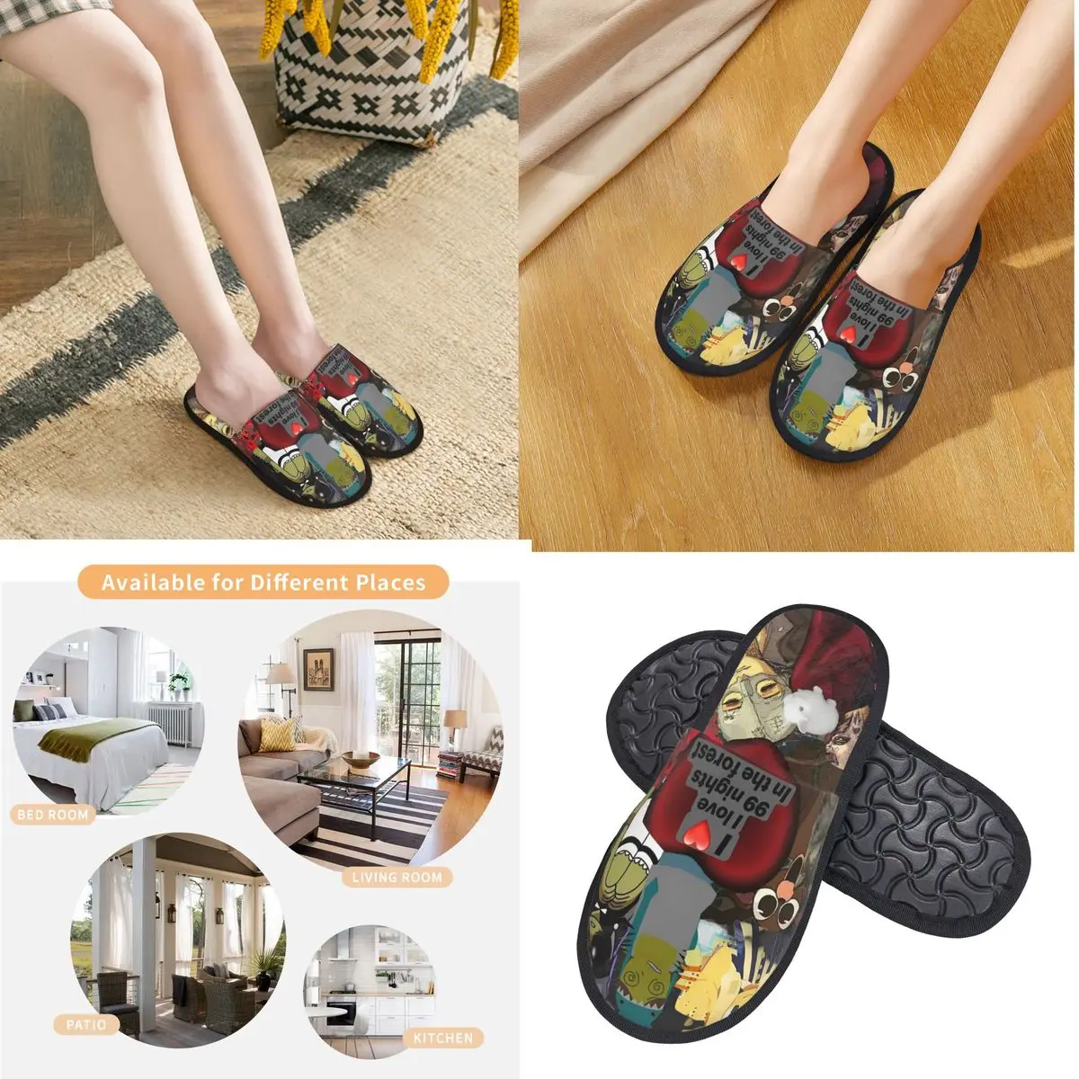 99 ليالًا في الغابات شباشب منزلية قطنية شتوية لغرفة النوم ألعاب فيديو شباشب مريحة من إسفنج الذاكرة مانعة للانزلاق