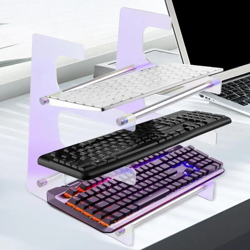 3 Tiers color Display Keyboard Holder Acrylic Keyboard Stand Computer Mechanical Keyboard Rack Storage Detachable Holder