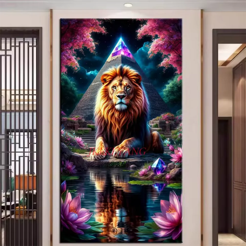 

Fantastic Lion Pyramid and Flower Picture DIY Diamond Painting Cross Stitch Full Drills Diamond Mosaic New Collection Home Decor
