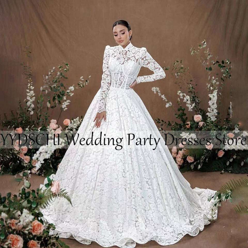 Disesuaikan 2025 gaun pernikahan gaun pengantin mewah kristal putih A-Line noda vintage applique gratis pengiriman vestidos de novia