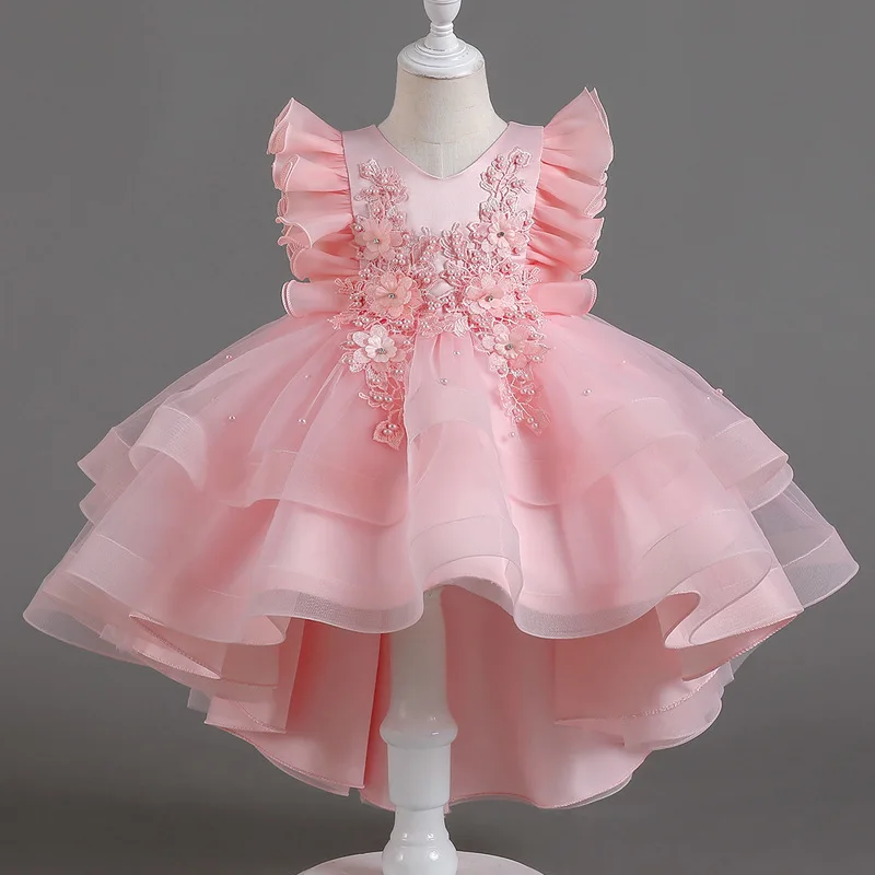 Vestido de princesa para niña, traje esponjoso para baile, espectáculo de boda, espectáculo de piano, flores, eventos