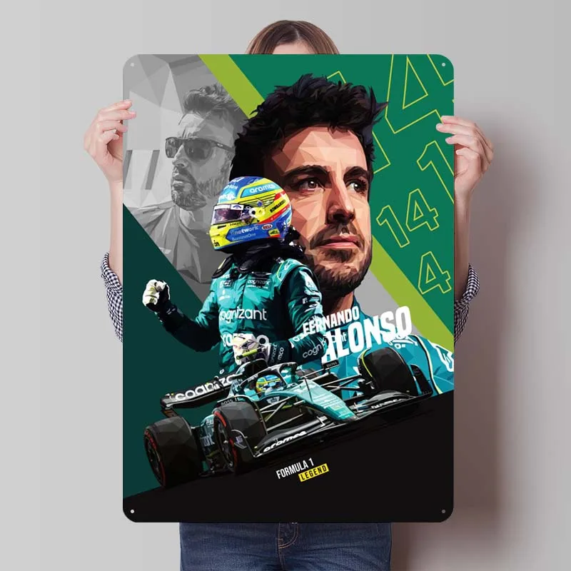 Fernando Alonso Metal Sign Racing Posters Gamer Room Decoration Man Retro Tinplate Sign for Wall Art Decoration Coffee Bar Decor