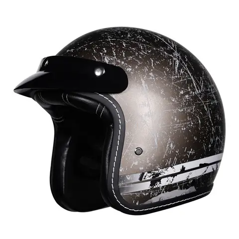Casque de moto à face ouverte, casque de moto rétro, style classique vintage, demi-casque 3/4 pour scooter, 73Inboulon Bobber Jet Helm