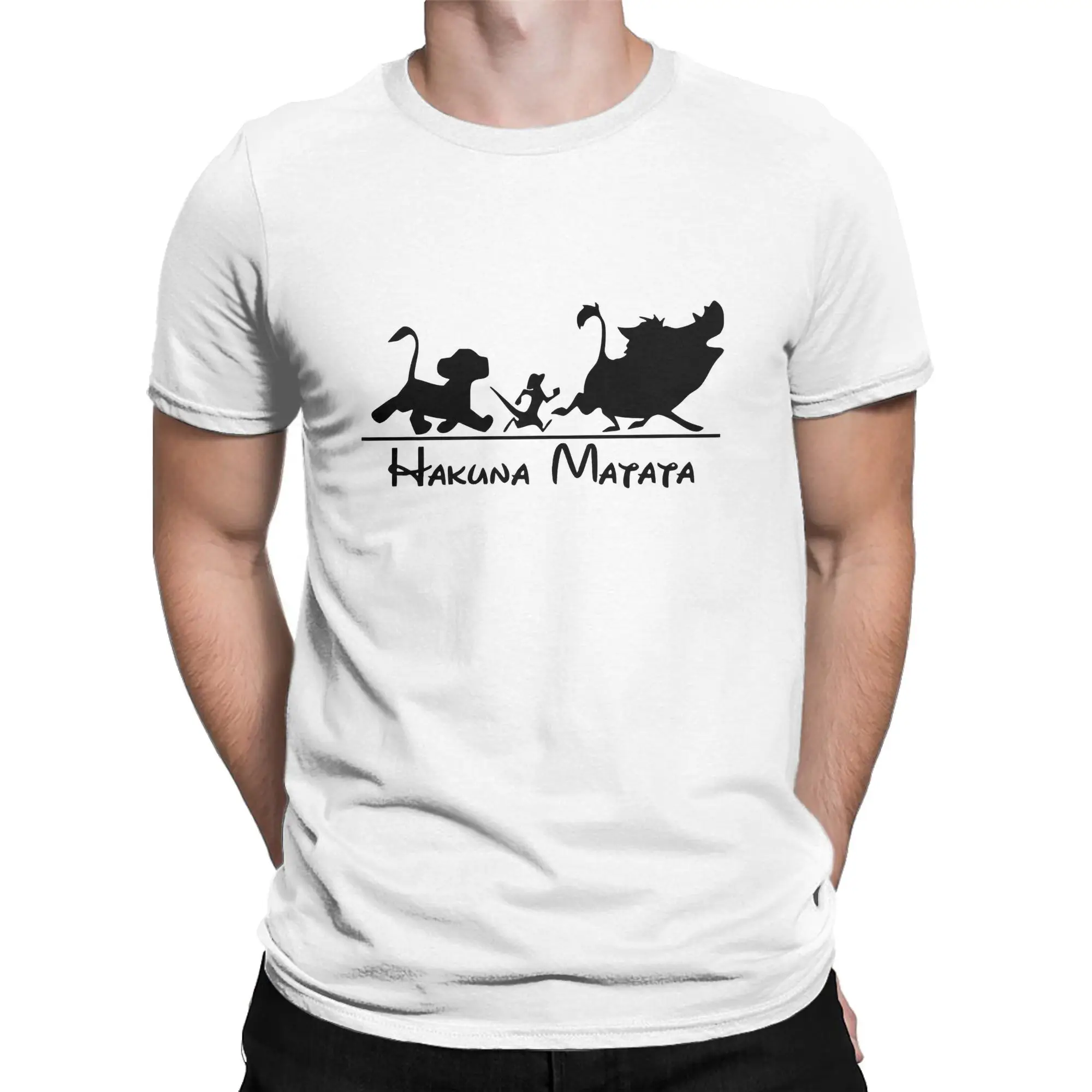 Men T-Shirts The Lion King Hakuna Matata Novelty Pure Cotton Tees Short Sleeve  T Shirt O Neck Tops Graphic