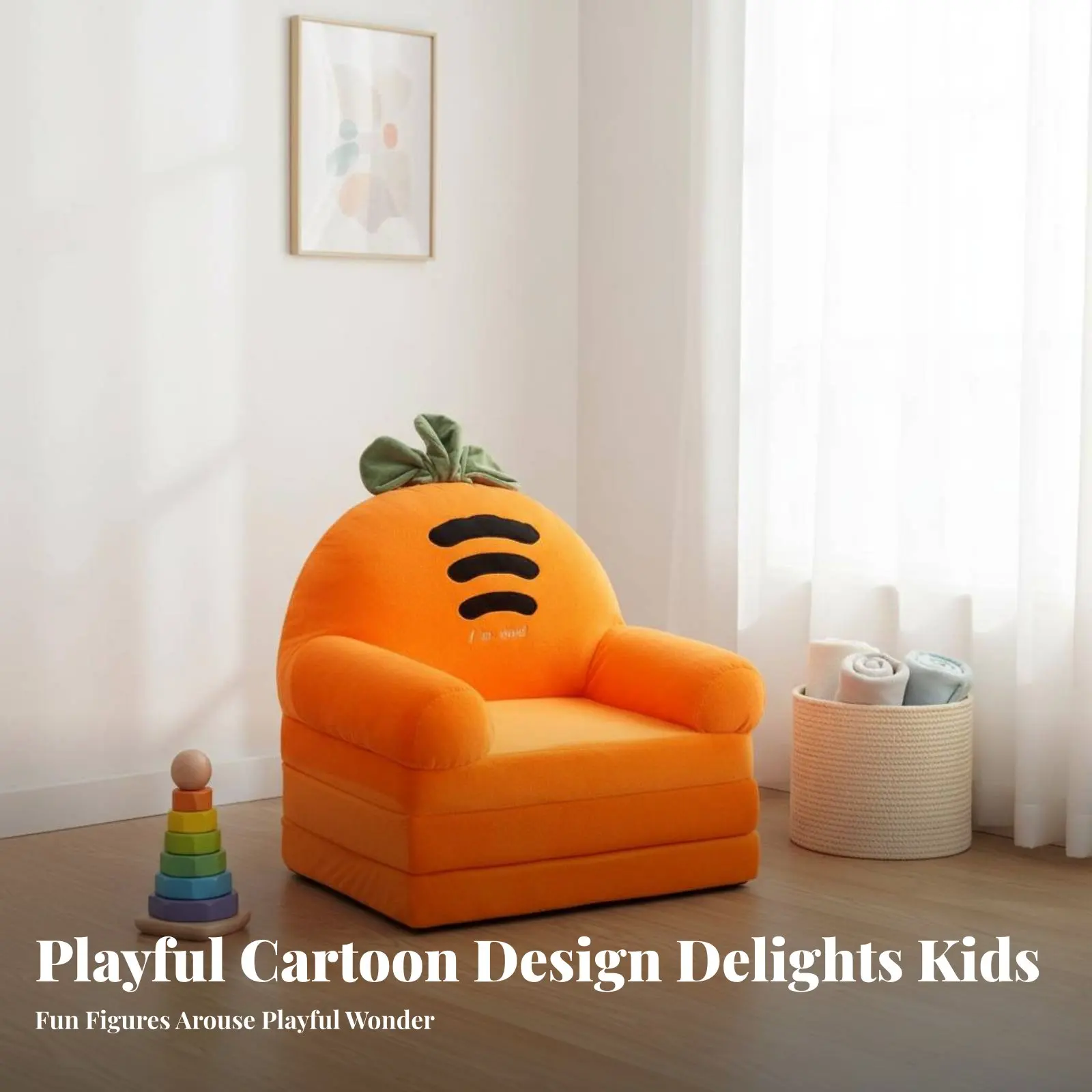 変形可能なキャラクターチェア-かわいい漫画キャラクター-折りたたみ式ラウンジャーチェア-折りたたみ式デザイン-クッション性のあるカバーと柔らかい素材