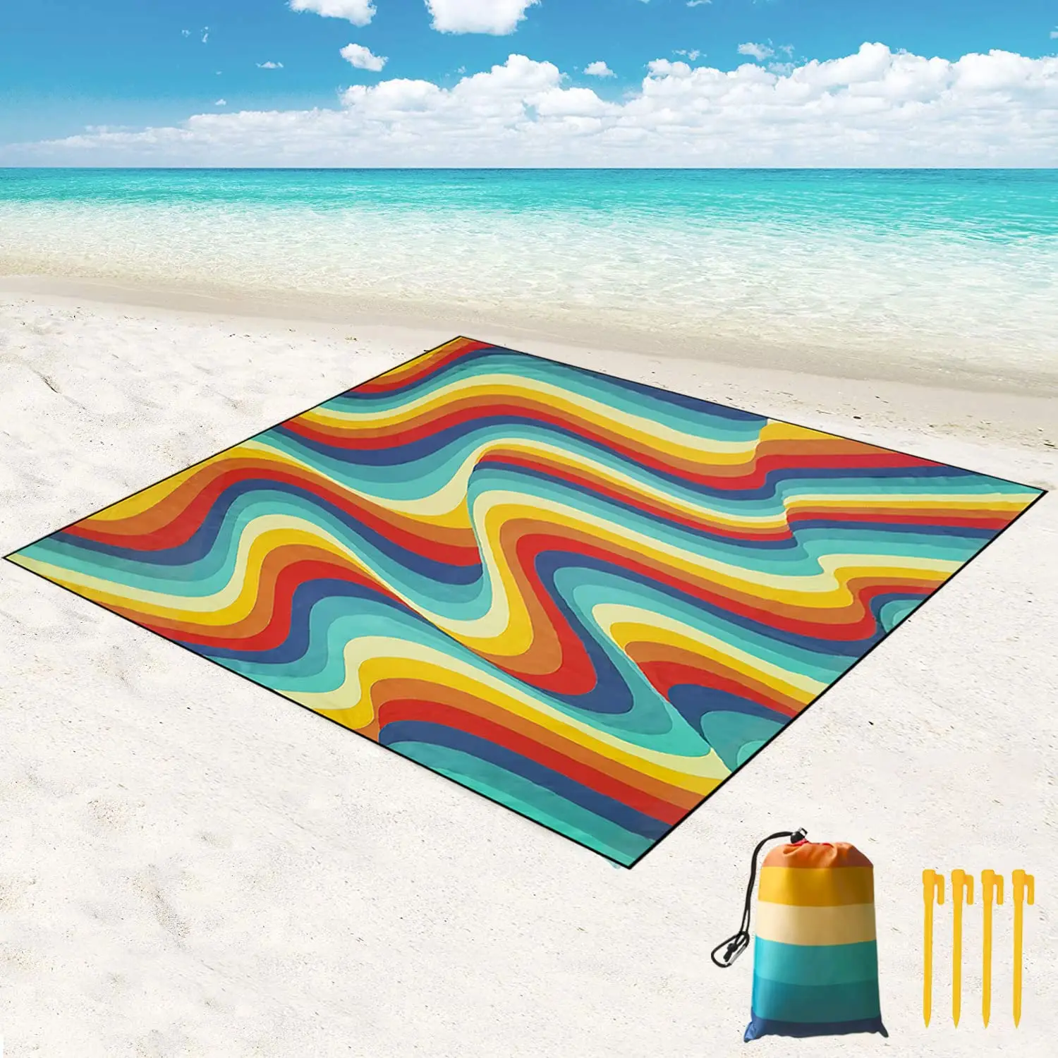 

Beach Blanket Sandproof Waterproof Beach Mat Outdoor Picnic Blanket for Beach,Travel,Hiking - Quick Drying,Lightweight & Durable