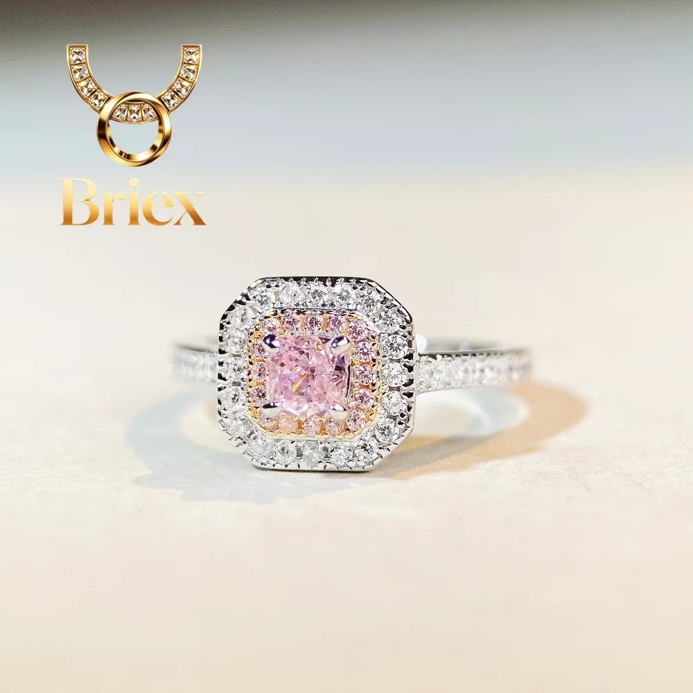 

Briex Jewelry Luxury Solid Platinum PT950 Women's Ice Flower Cut Fashion High-grade Pink Diamond Ring