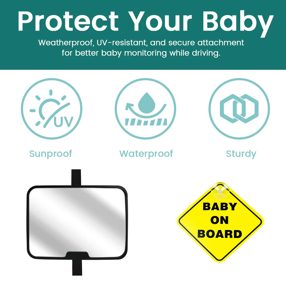 Car Seat Baby Mirror Rear Facing Infant Wide Clear View Shatterproof Crash Tested Adjustable Baby Car Rearview Mirror