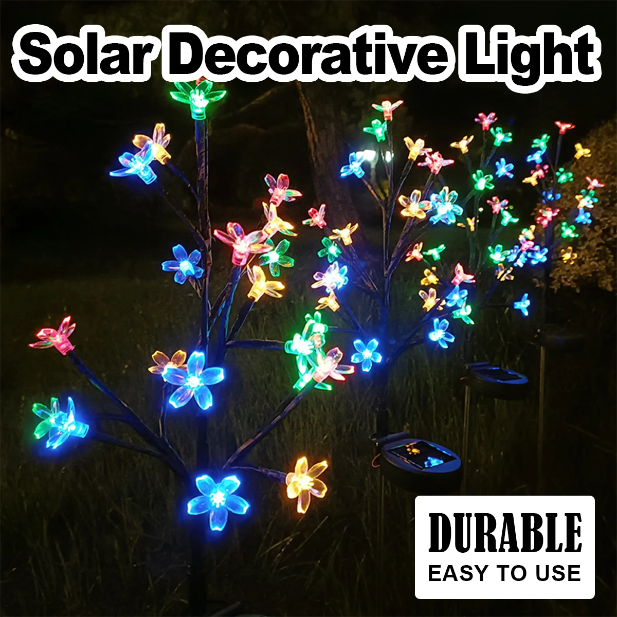 

Solar Cherry Blossom Ground Lamp For Garden Flower Light Lights Garden Led Outdoor Waterproof Landscape Lighting Warm Decoration