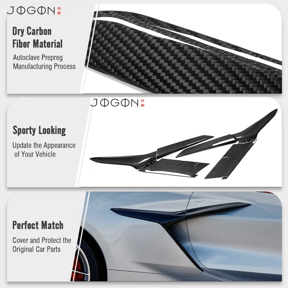 JOGON 100% حقيقية ألياف الكربون الجافة سيارة الخارجي سبويلر شرائط الجسم أطقم لشروليه C8 كورفيت Z06 ZR1 LT6 2023 2024 2025