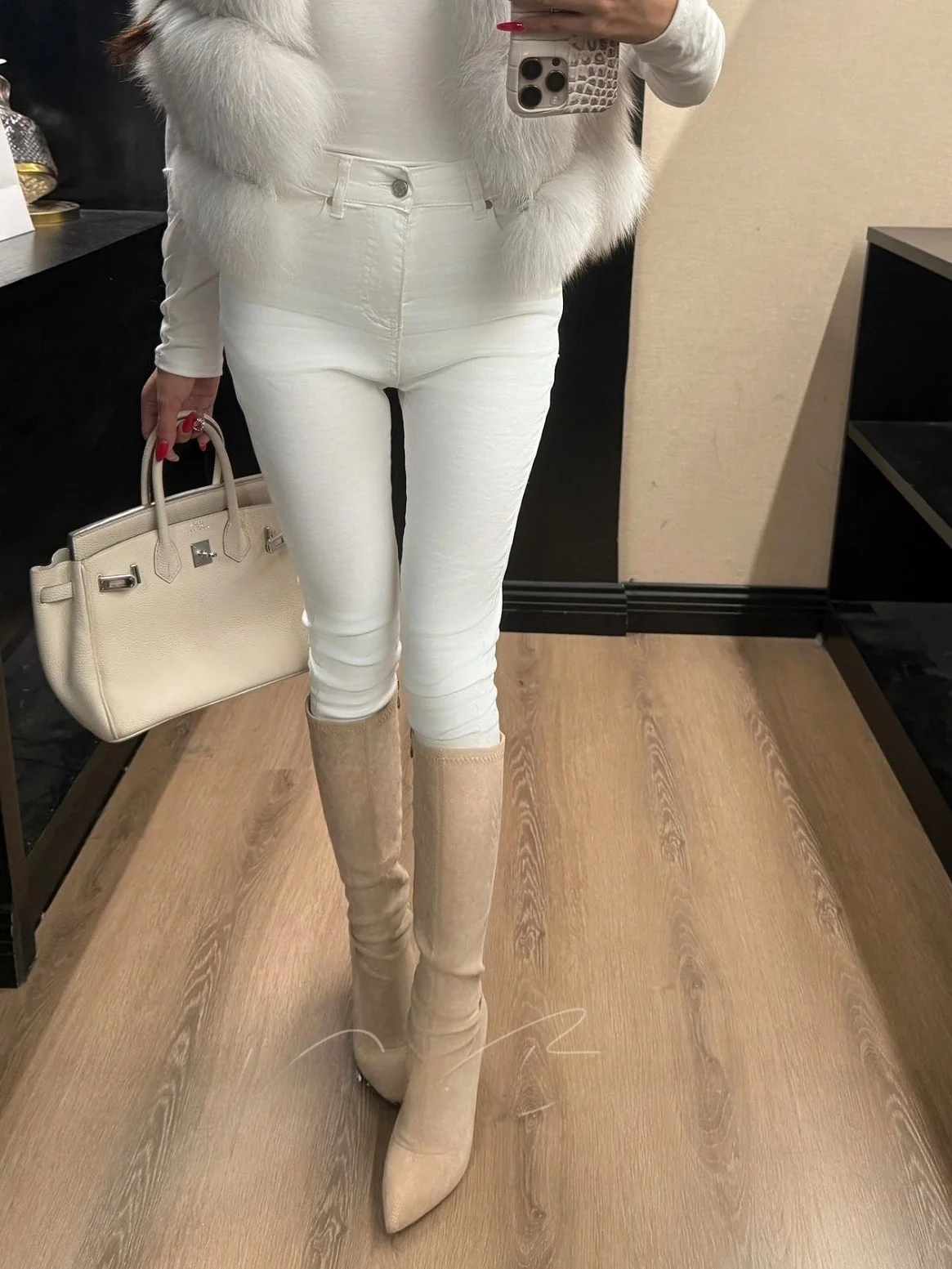

High Waist Slim Fit Denim Capri Pants Women's Pure White High Waist Jeans Autumn Winter Casual High Waist Lifting Butt