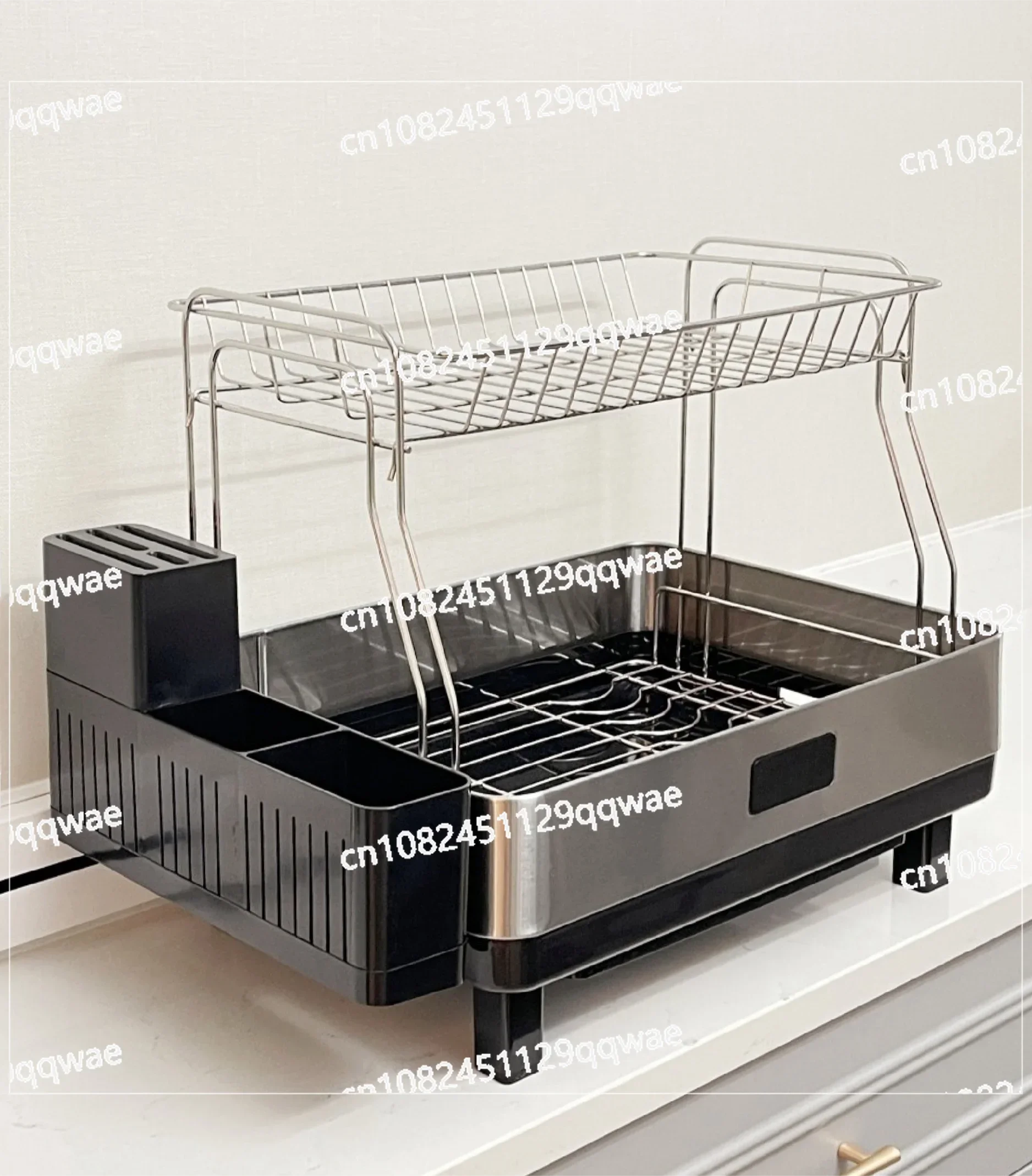 Double-layer Drain Rack, Cup Holder, Chopstick Holder, Knife Holder, Kitchen with Drain Bowl Holder