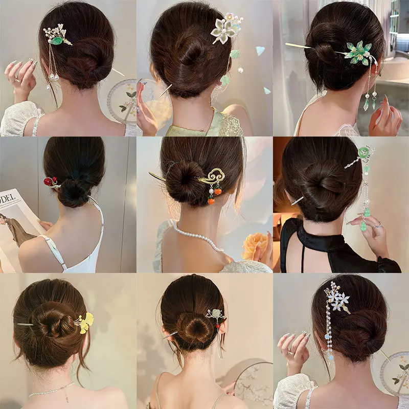 

Chinese hairpin, antique style, high-end walking, tea hairpin, disc hairpin, pearl flower, fringed hairpin, headdress