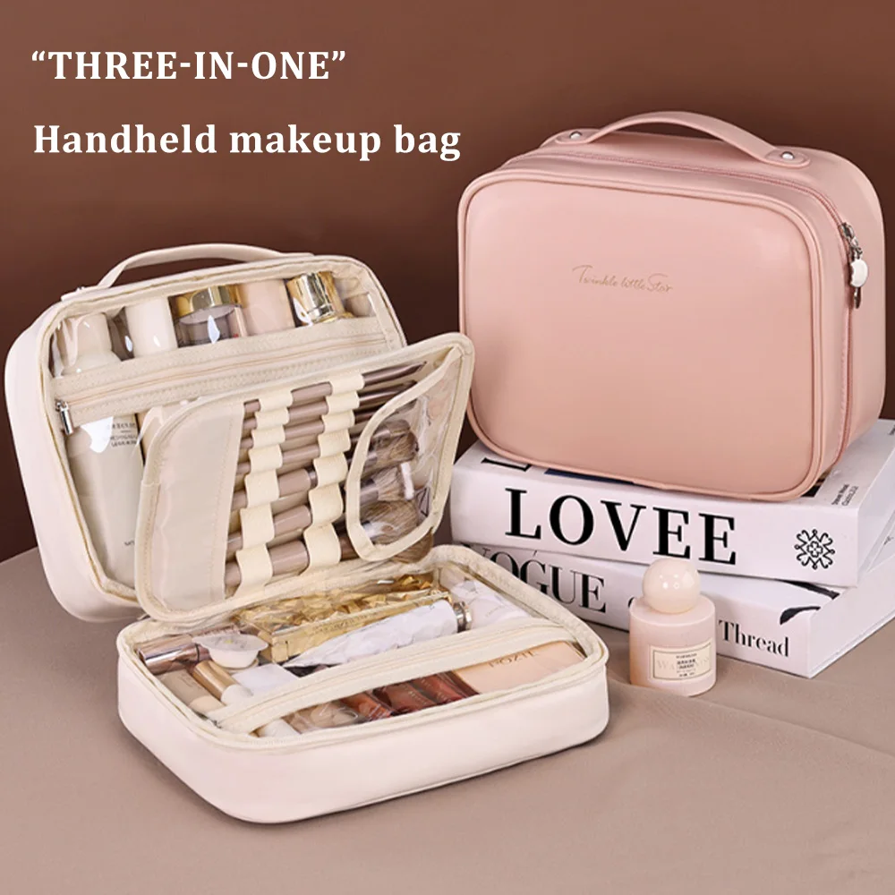 

New 3 in 1 Women's Cosmetic Bag Portable Storage Bag Large Capacity Luxury Makeup Bag Travel Organizer Essentials Toiletry Bags