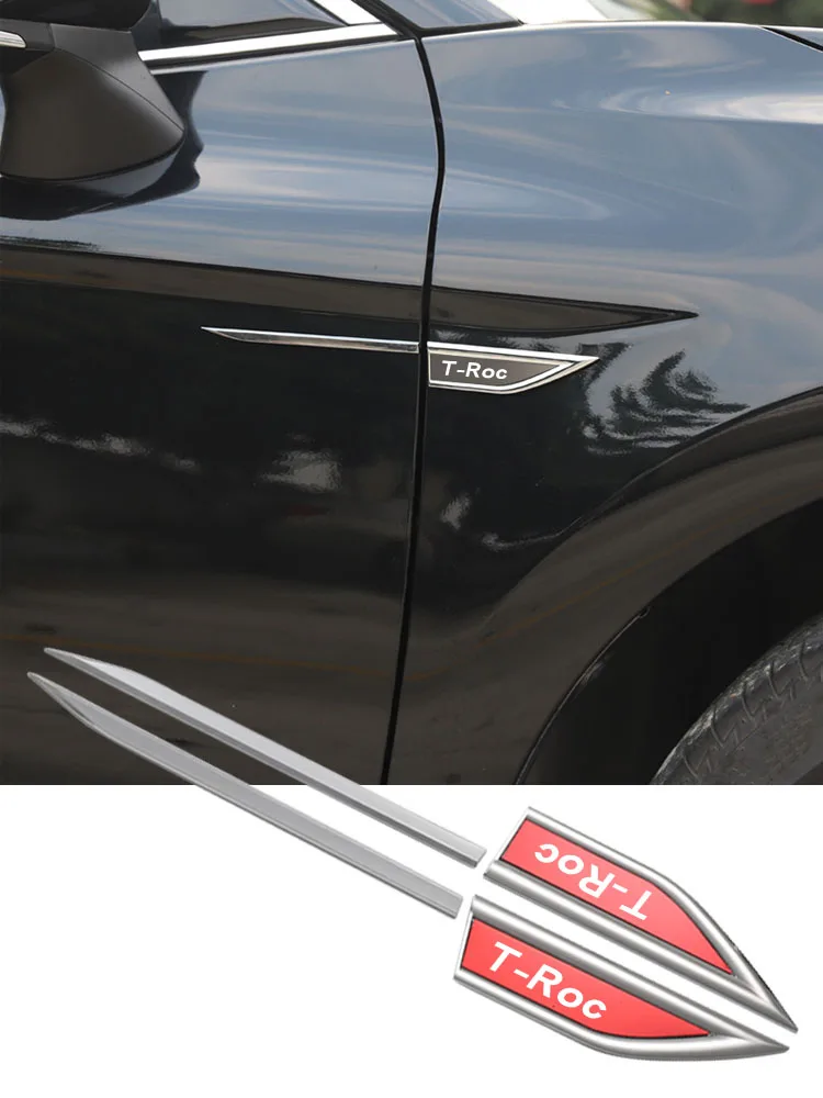 2pcs Car Badges Side Door Body Fender Stickers Knife Badges Decoration for VW T ROC Accessories