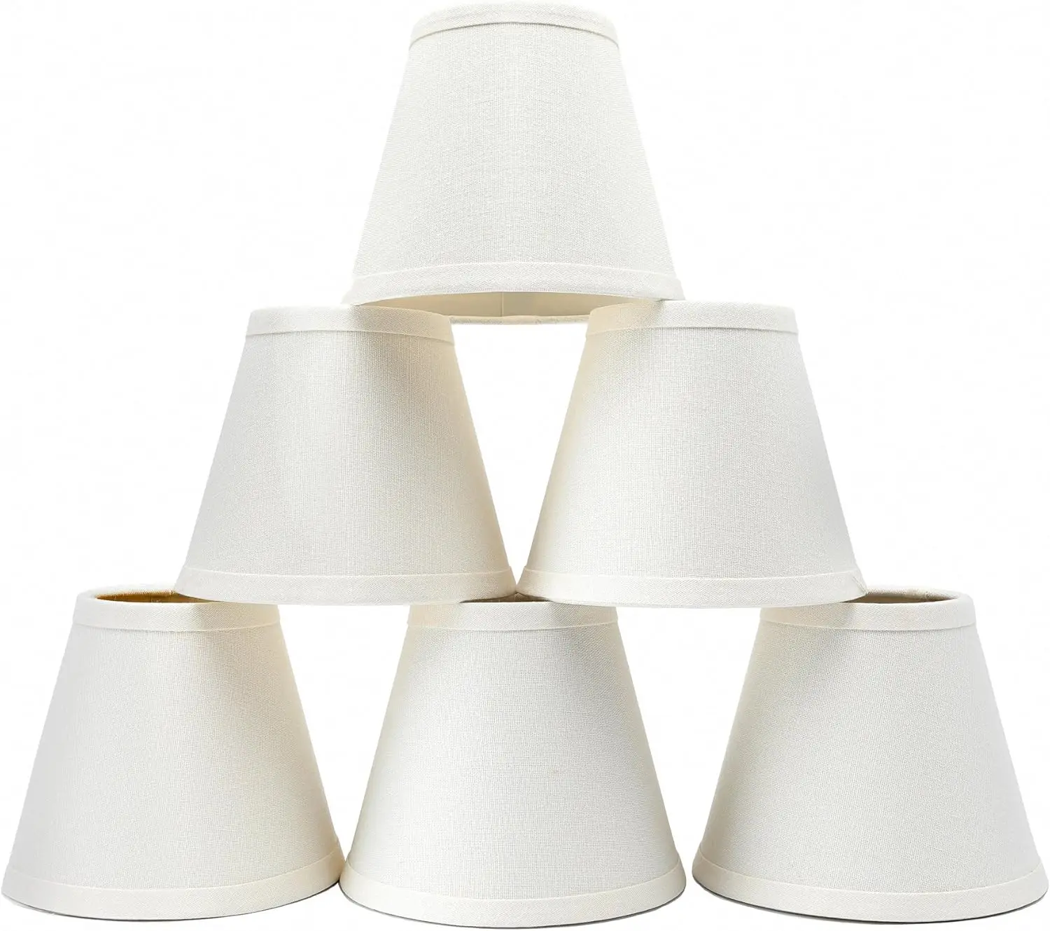 

Small Lamp Shade Set of 6 Chandelier Shades 3" X 6" X 5" White Linen Lampshade Clip-On Bulb
