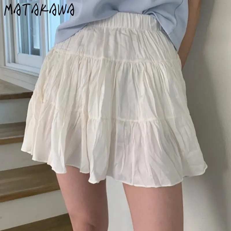 

Matakawa Y2k Solid Women Skirts Spring Summer High Waist A-line Korean Sweet Faldas Ins Fashion Vintage Sexy Mini Skirt