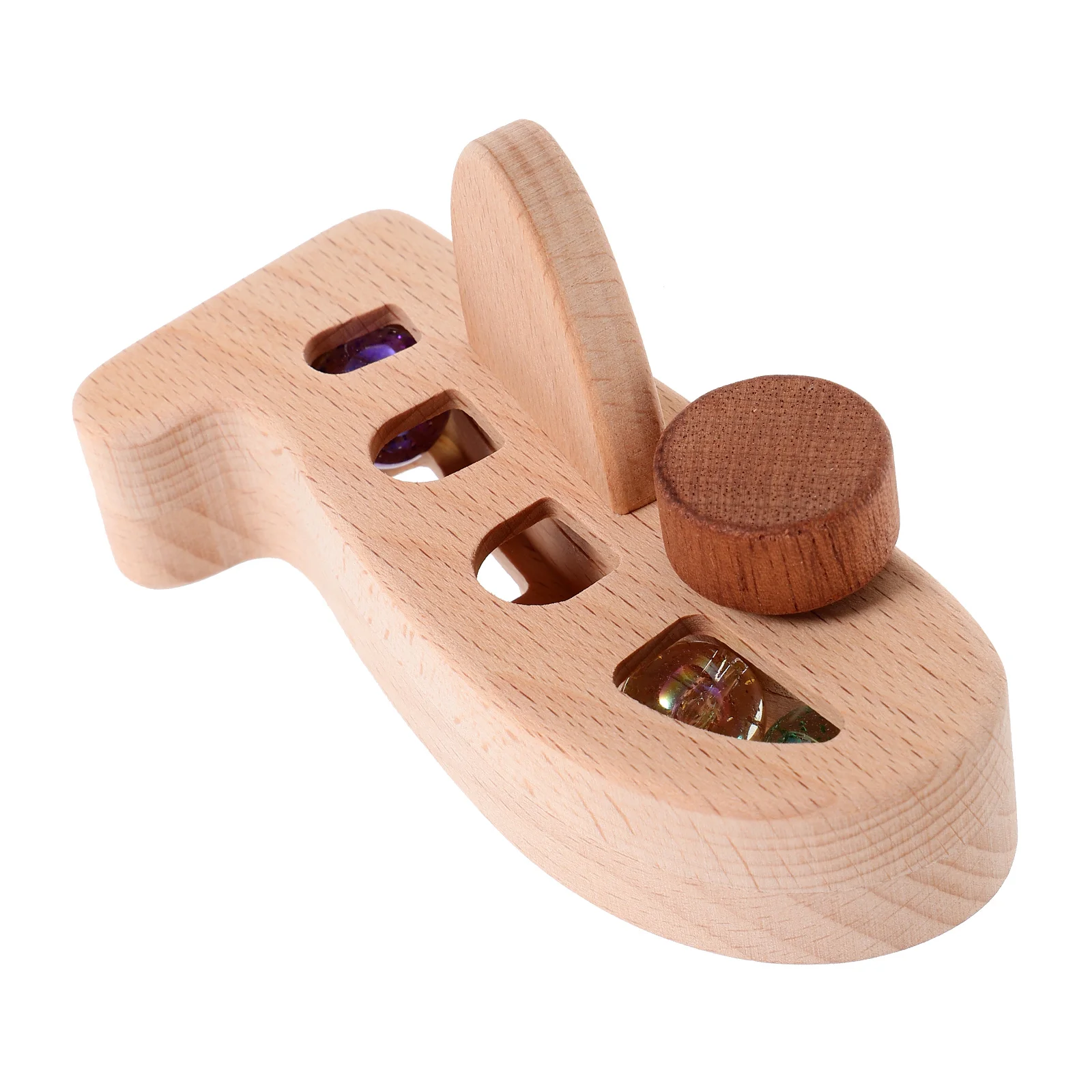 

Wooden Airplane Rattle Fine Motor Skill Plaything Baby Kids Push Pull Learning Sensory Educational for Toddlers