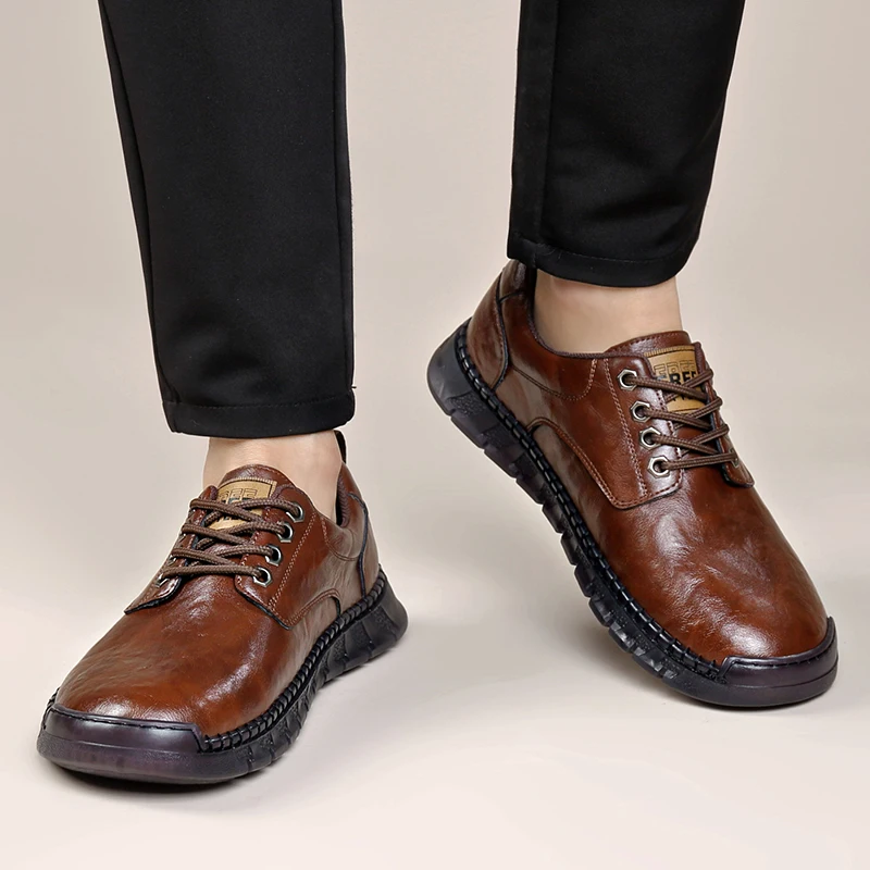 

Брендовая уличная кожаная повседневная обувь высокого качества, мужские удобные уличные беговые оксфорды на шнуровке, деловая офисная повседневная обувь